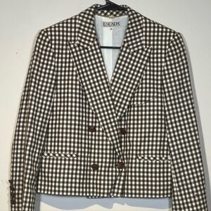ESCADA Wool Women's Brown, Black & Cream Checked Jacket